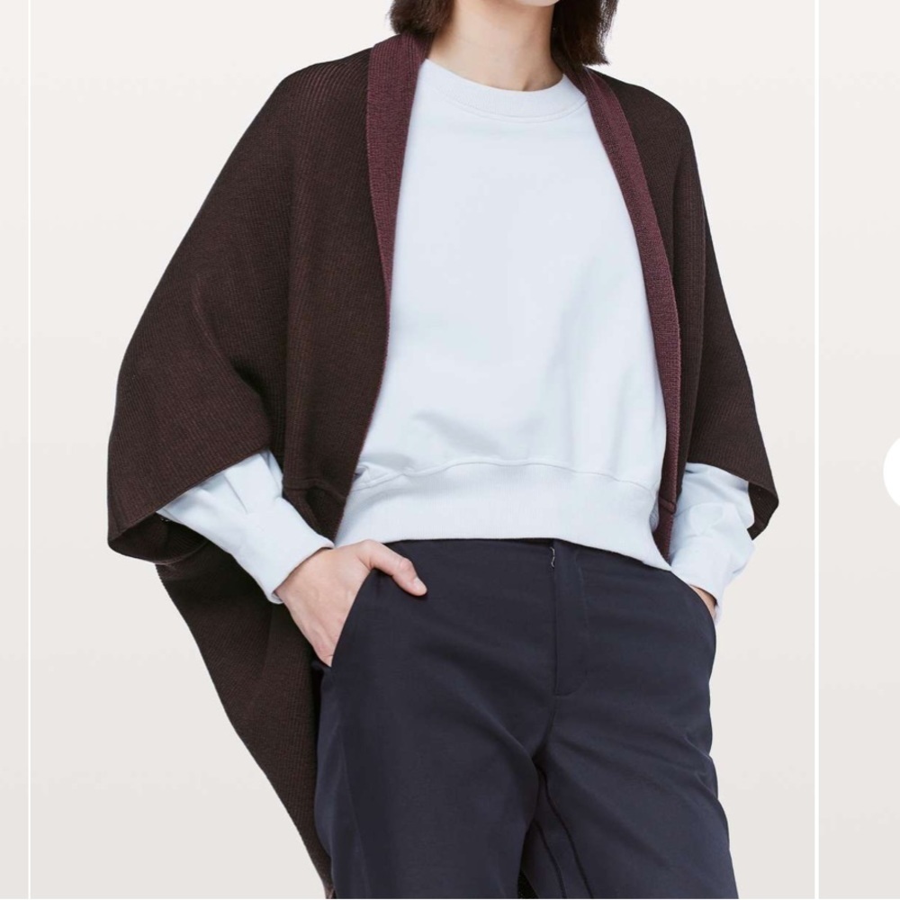 Lululemon Exaltation Knit Wrap Reversible Dark Purple Cardigan Sweater Shawl